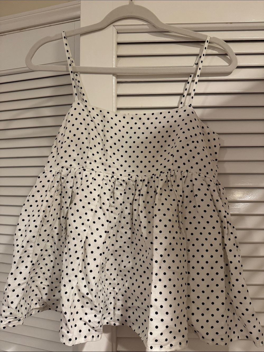 Kate Spade for Target. White Polka Dot Spaghetti Strap Peplum Top.